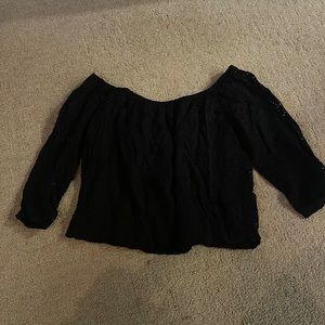 black lacey off the shoulder blouse